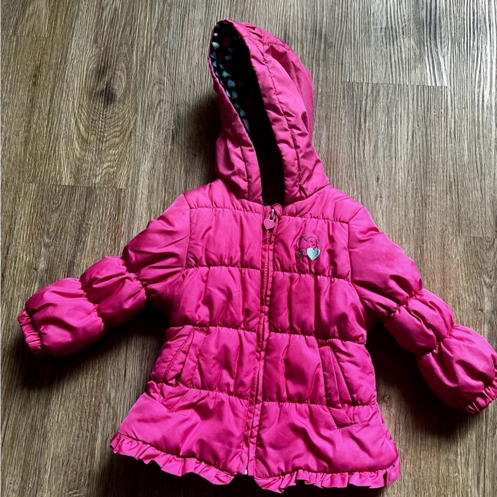 London Fog Fuchsia Hooded Puffer Jacket